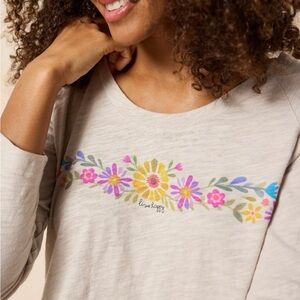 NATURAL LIFE Floral Long Sleeve Top - Cream